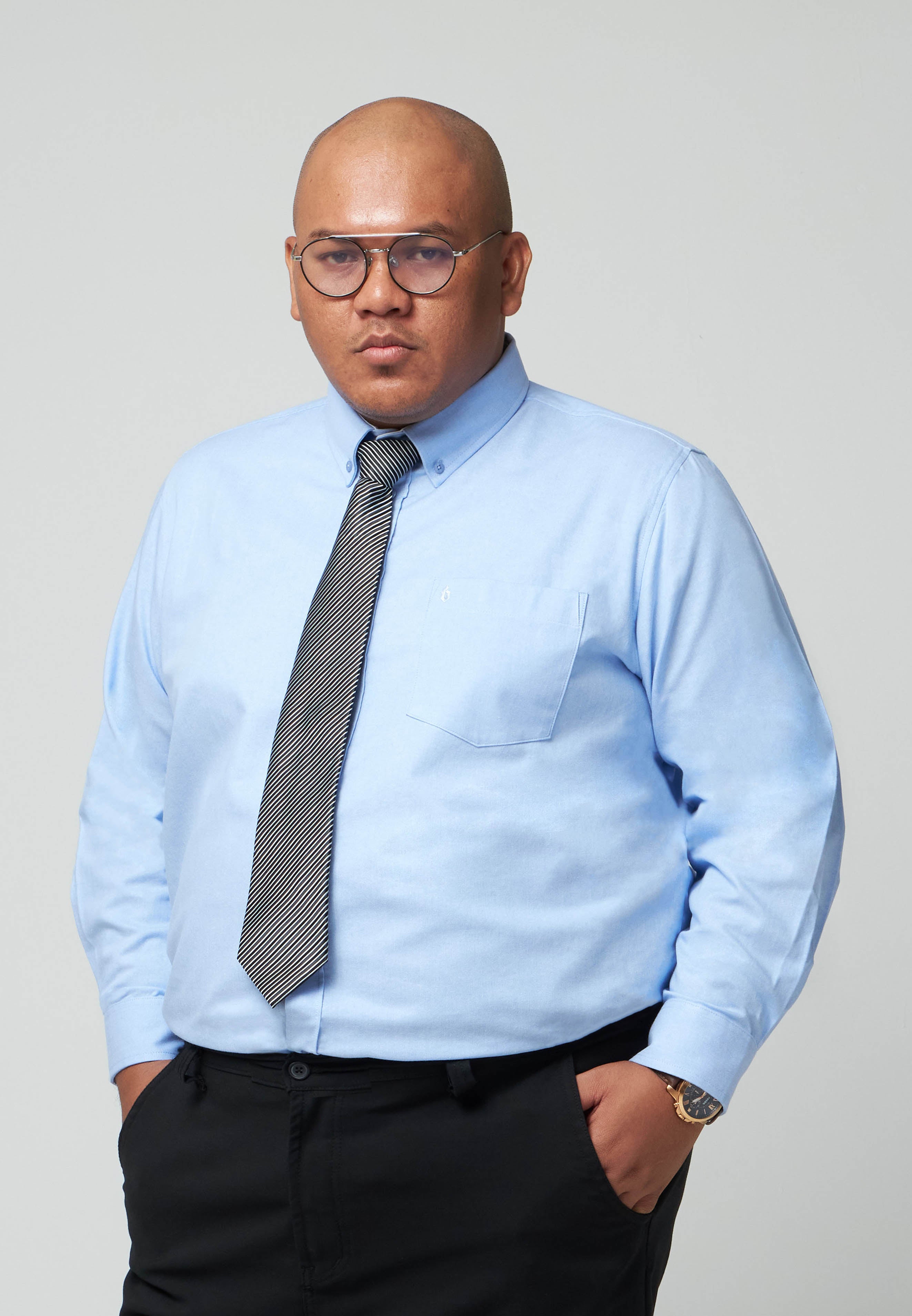 Kemeja Lelaki Plus Size | Baju Lelaki Plus Size | Plus Size Shirt | Baju Plus Size | Big Size Shirt #color_Sky Blue