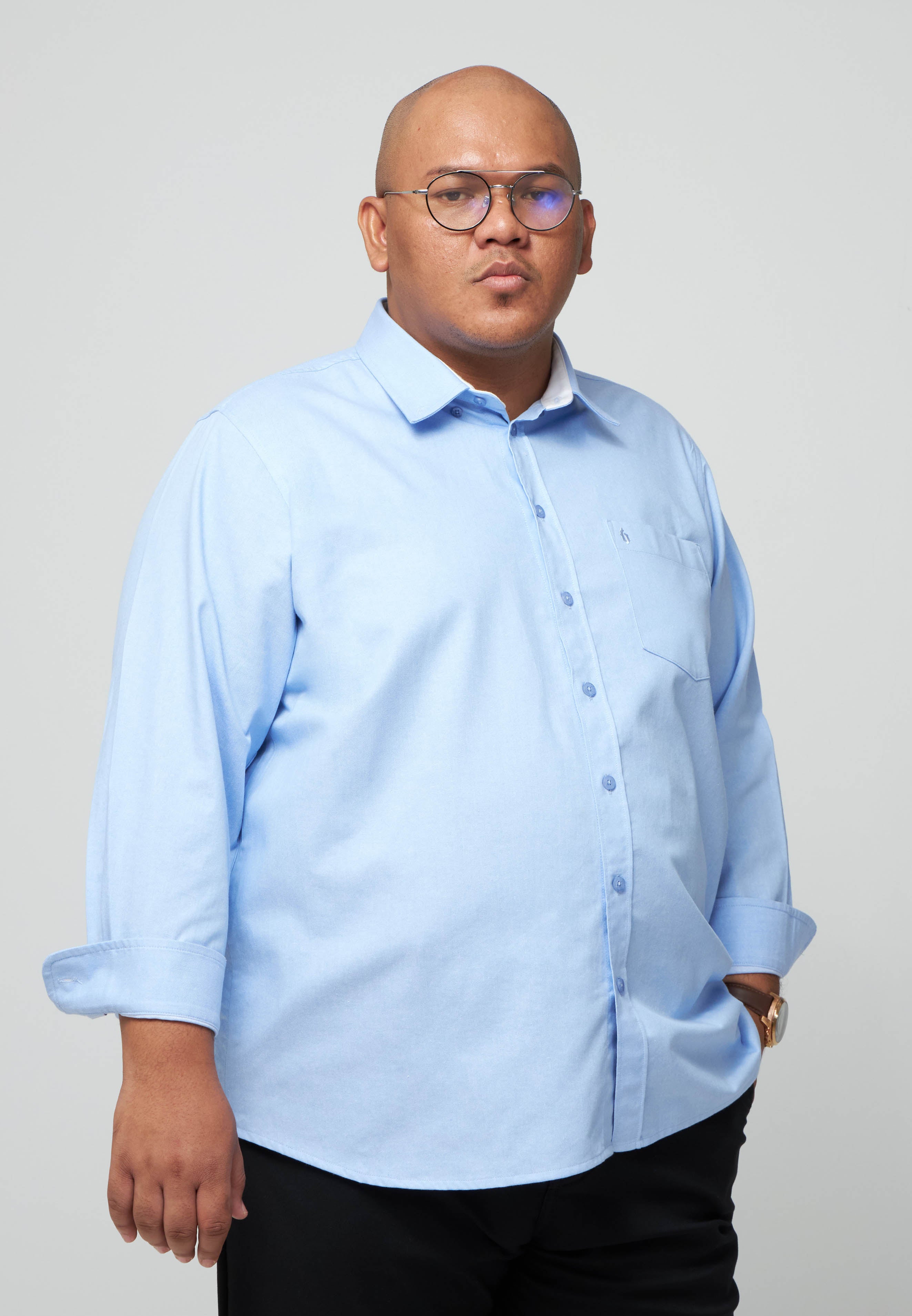 Kemeja Lelaki Plus Size | Baju Lelaki Plus Size | Plus Size Shirt | Baju Plus Size | Big Size Shirt #color_Sky Blue