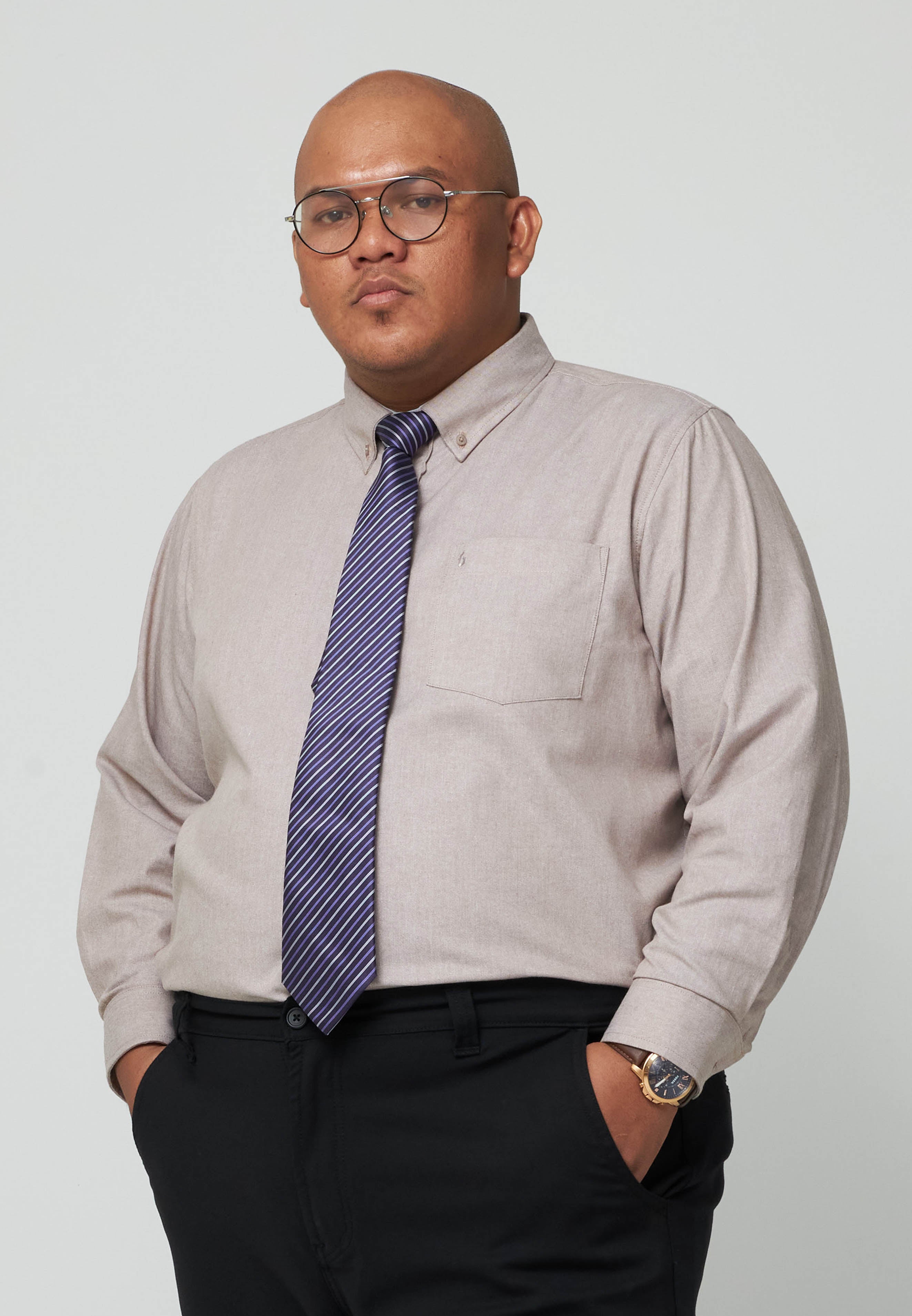 Kemeja Lelaki Plus Size | Baju Lelaki Plus Size | Plus Size Shirt | Baju Plus Size | Big Size Shirt #color_Light Brown