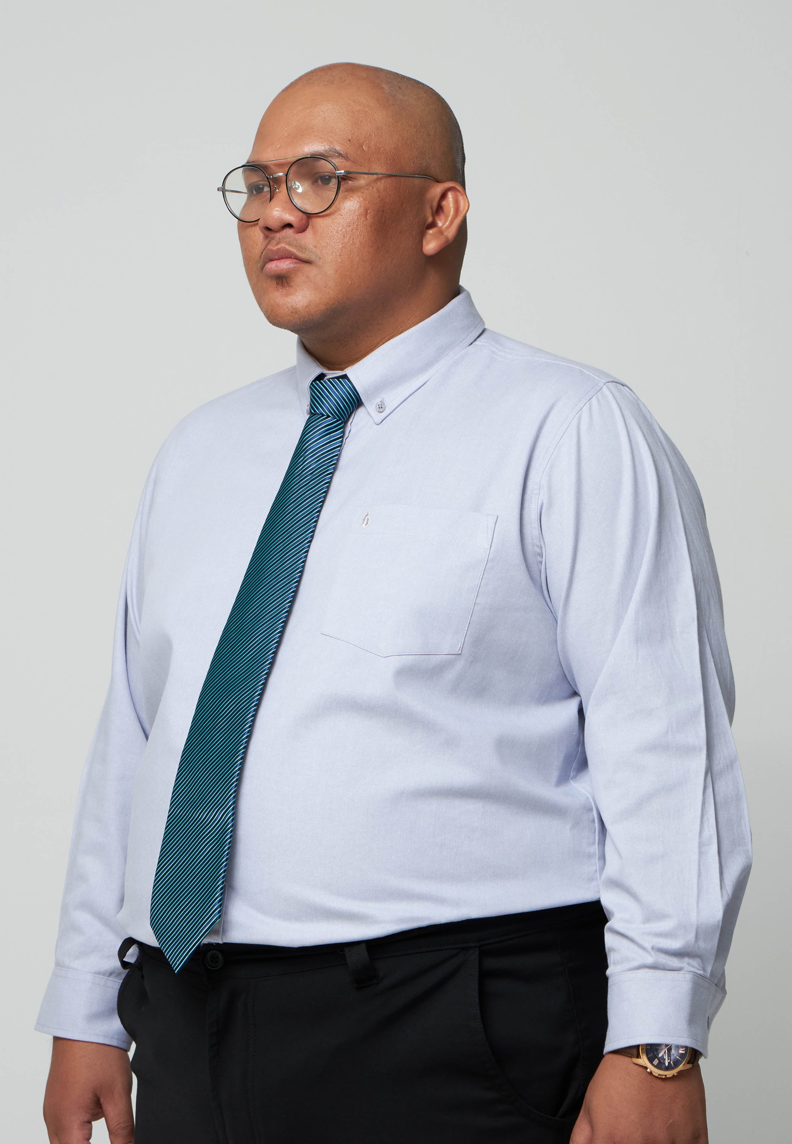 Kemeja Lelaki Plus Size | Baju Lelaki Plus Size | Plus Size Shirt | Baju Plus Size | Big Size Shirt #color_Light Grey