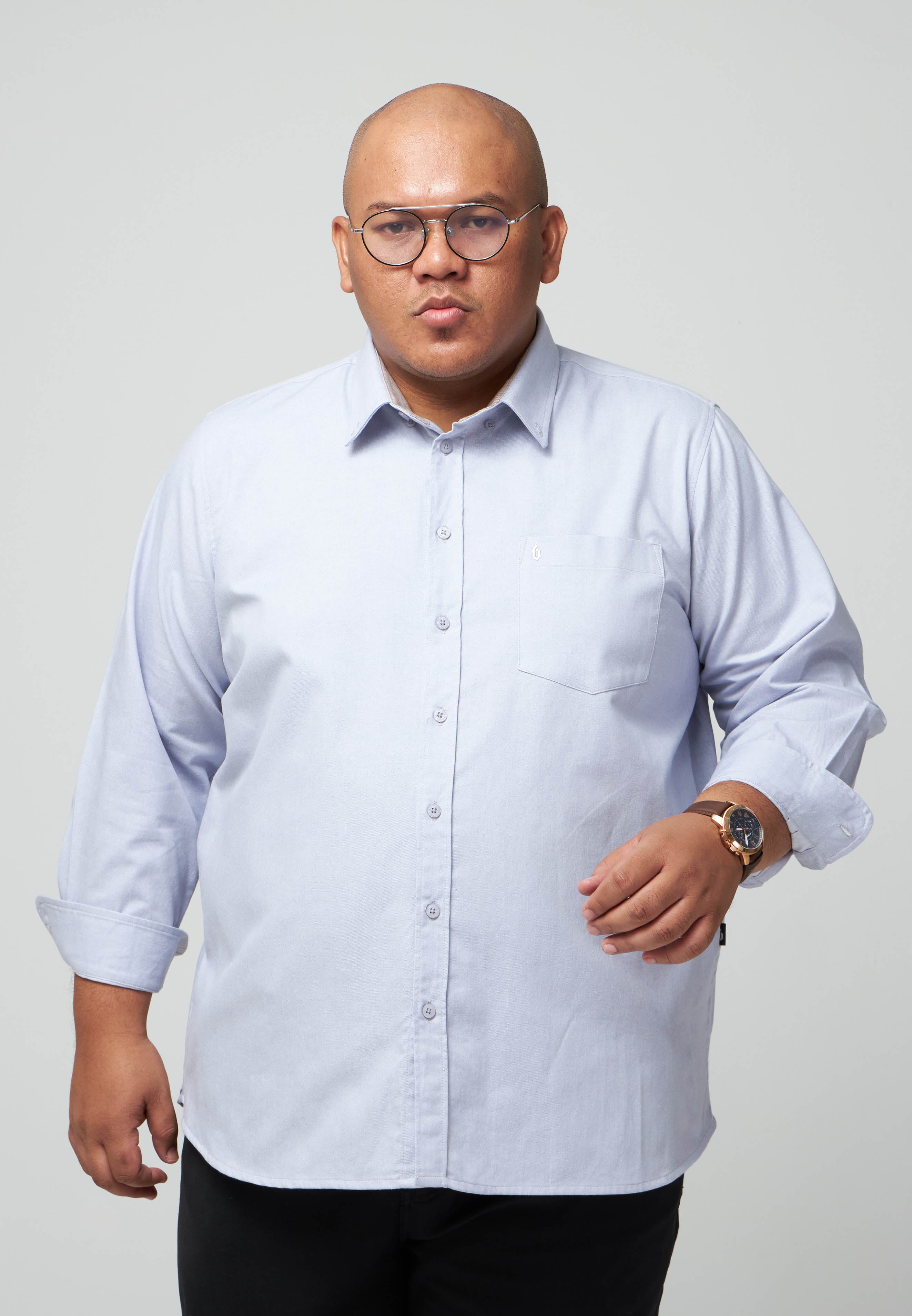 Kemeja Lelaki Plus Size | Baju Lelaki Plus Size | Plus Size Shirt | Baju Plus Size | Big Size Shirt #color_Light Grey