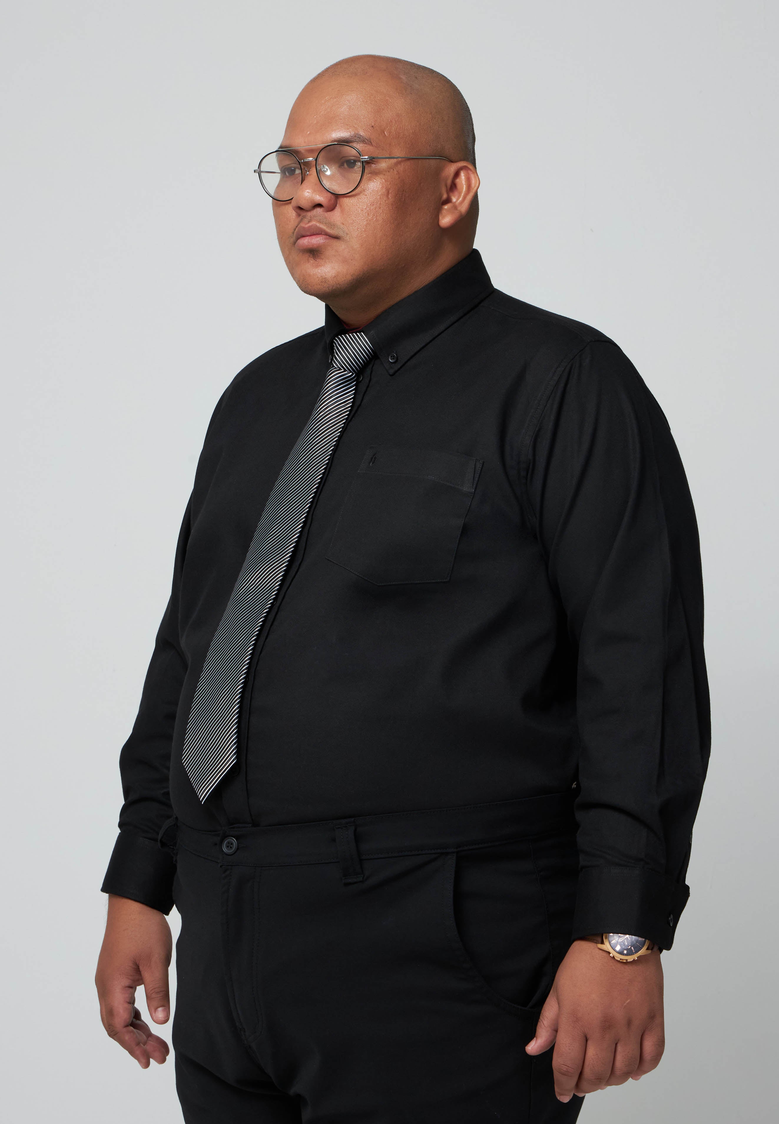 Kemeja Lelaki Plus Size | Baju Lelaki Plus Size | Plus Size Shirt | Baju Plus Size | Big Size Shirt #color_Black