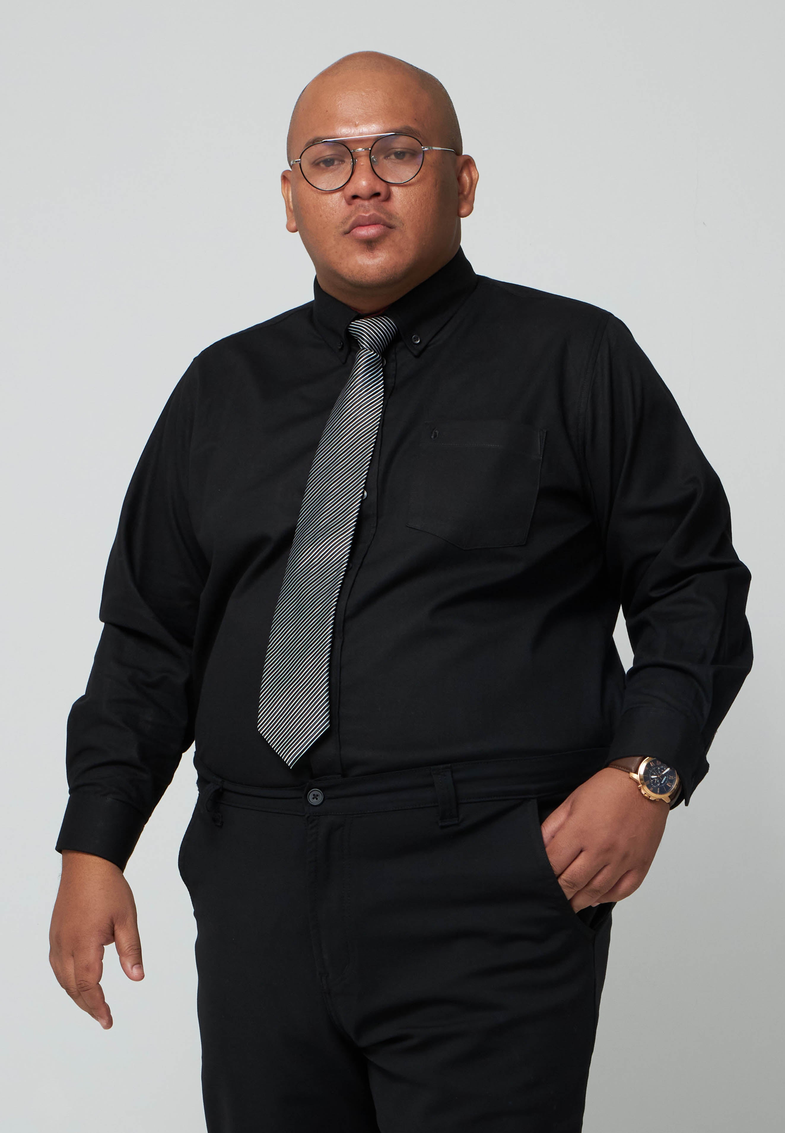 Kemeja Lelaki Plus Size | Baju Lelaki Plus Size | Plus Size Shirt | Baju Plus Size | Big Size Shirt #color_Black