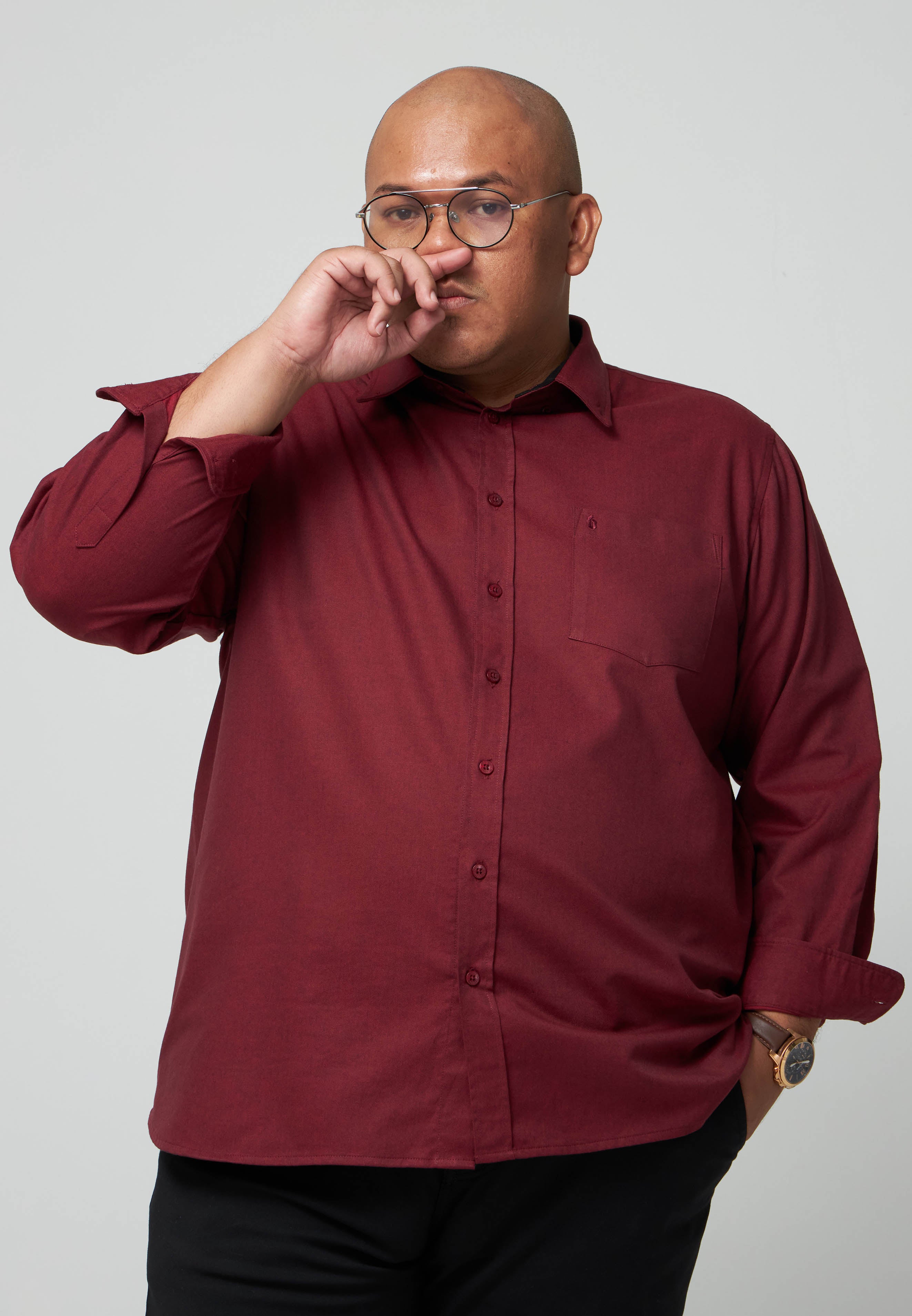 Kemeja Lelaki Plus Size | Baju Lelaki Plus Size | Plus Size Shirt | Baju Plus Size | Big Size Shirt #color_maroon