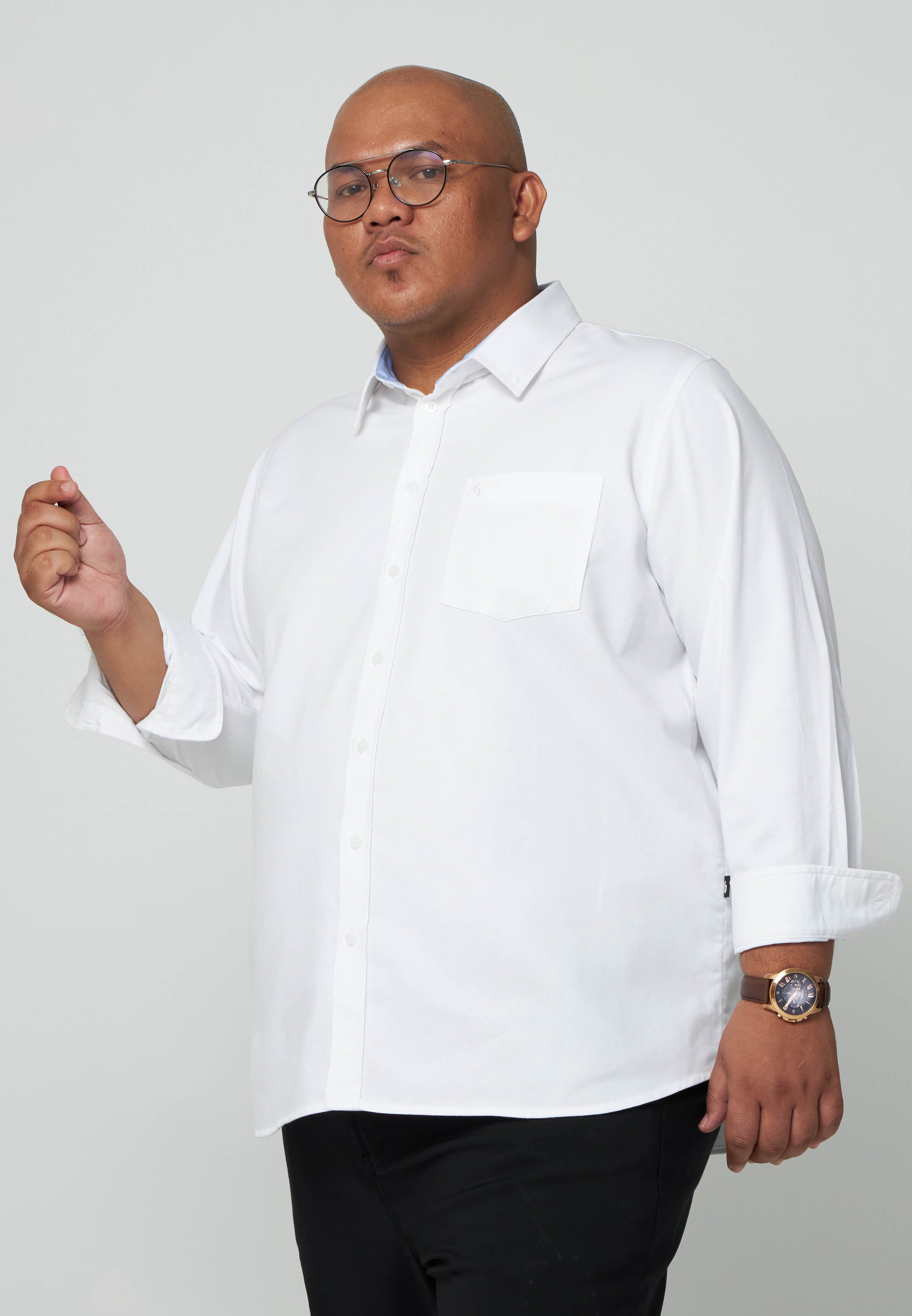 Kemeja Lelaki Plus Size | Baju Lelaki Plus Size | Plus Size Shirt | Baju Plus Size | Big Size Shirt #color_White