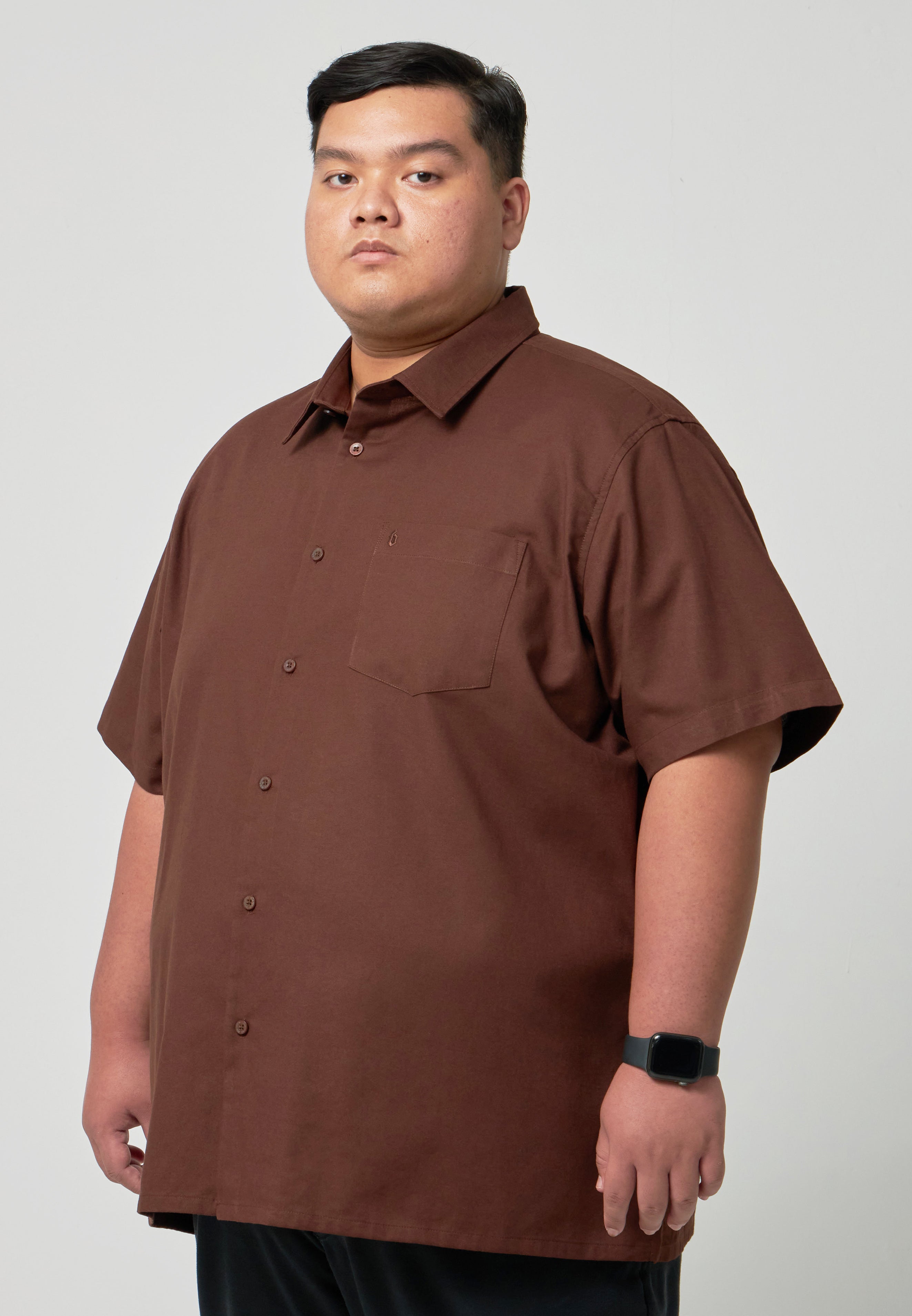 Kemeja Lelaki Plus Size | Baju Lelaki Plus Size | Plus Size Shirt | Baju Plus Size | Big Size Shirt #color_Brown
