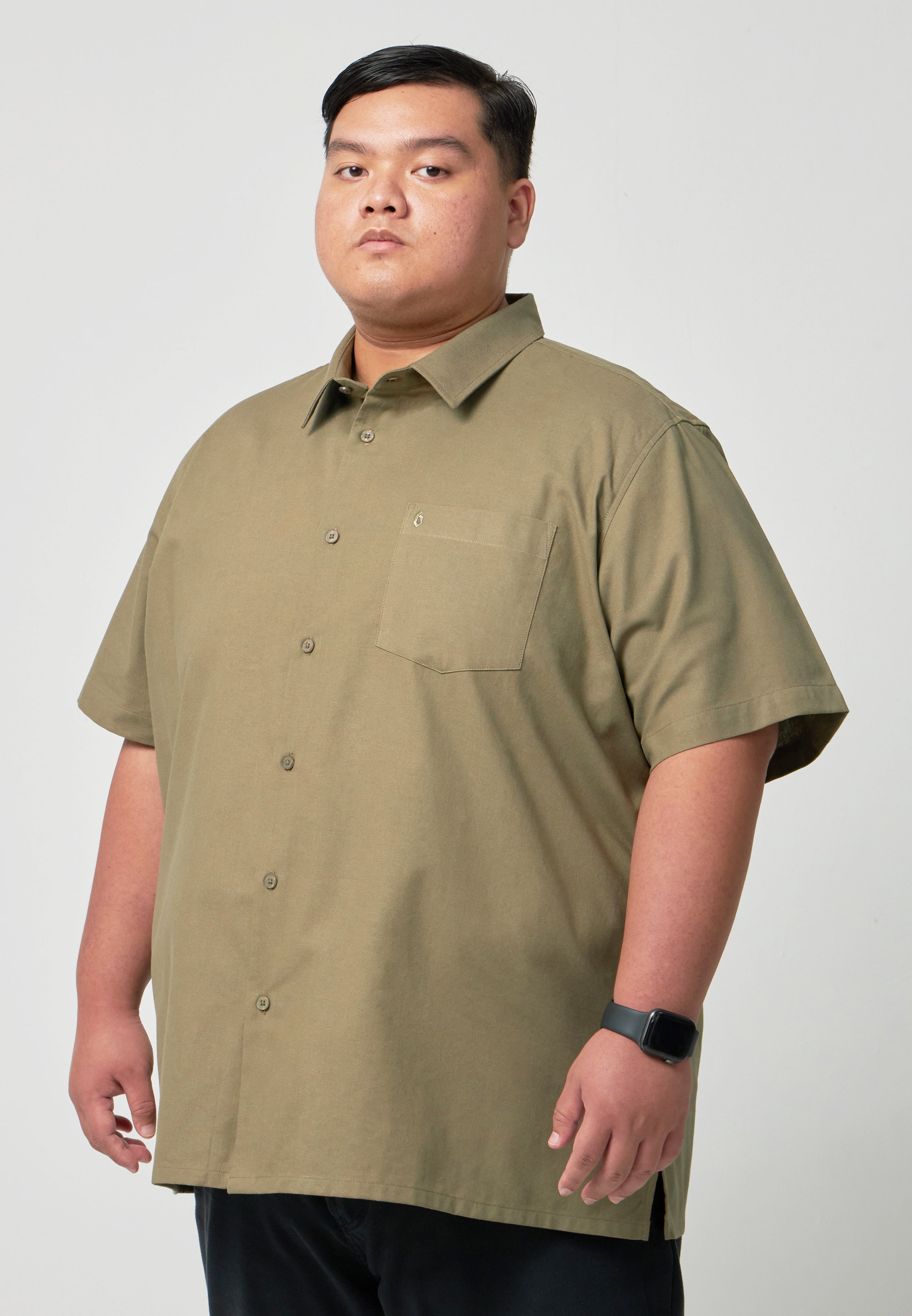 Kemeja Lelaki Plus Size | Baju Lelaki Plus Size | Plus Size Shirt | Baju Plus Size | Big Size Shirt #color_Olive Green