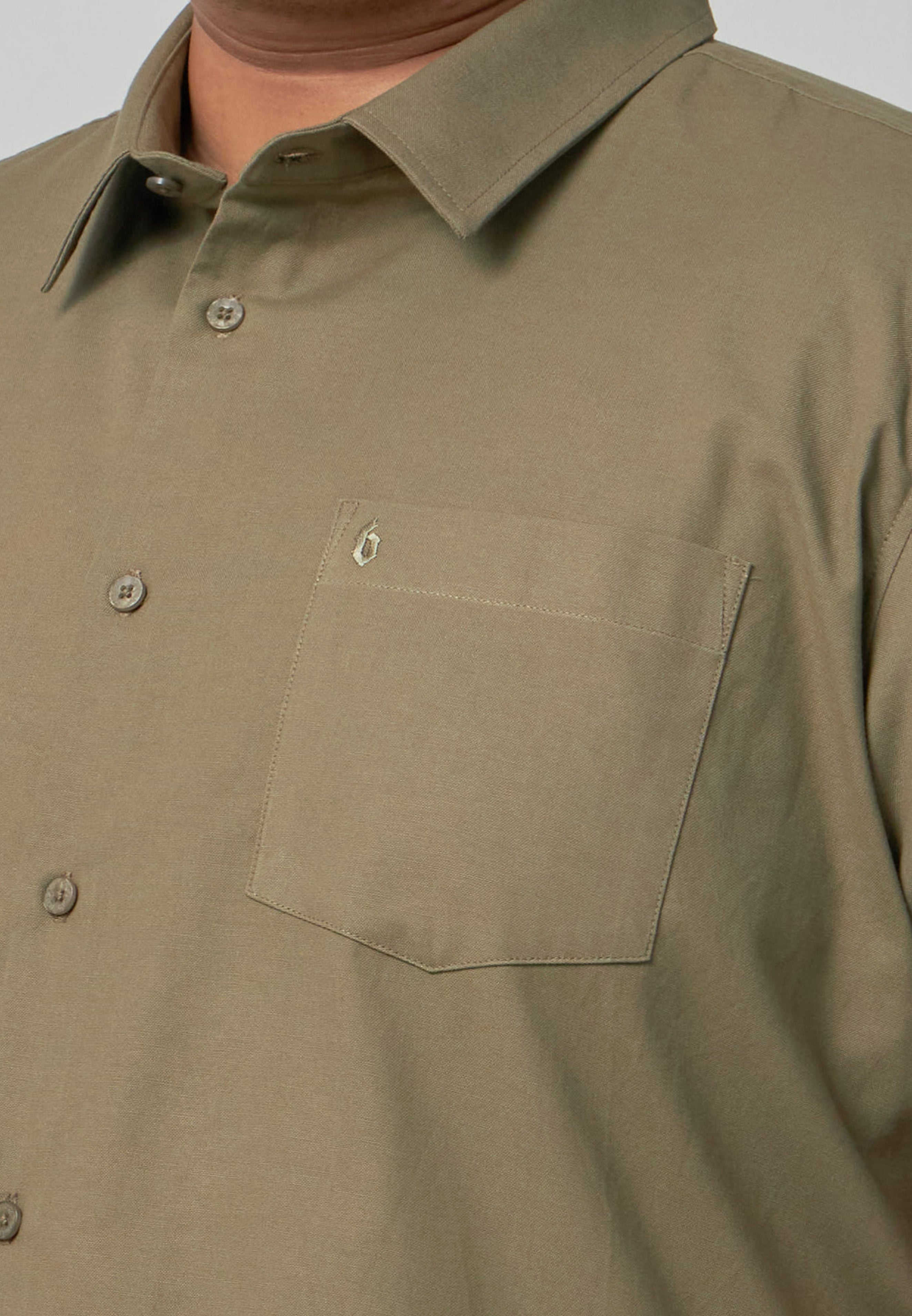 Kemeja Lelaki Plus Size | Baju Lelaki Plus Size | Plus Size Shirt | Baju Plus Size | Big Size Shirt #color_Olive Green