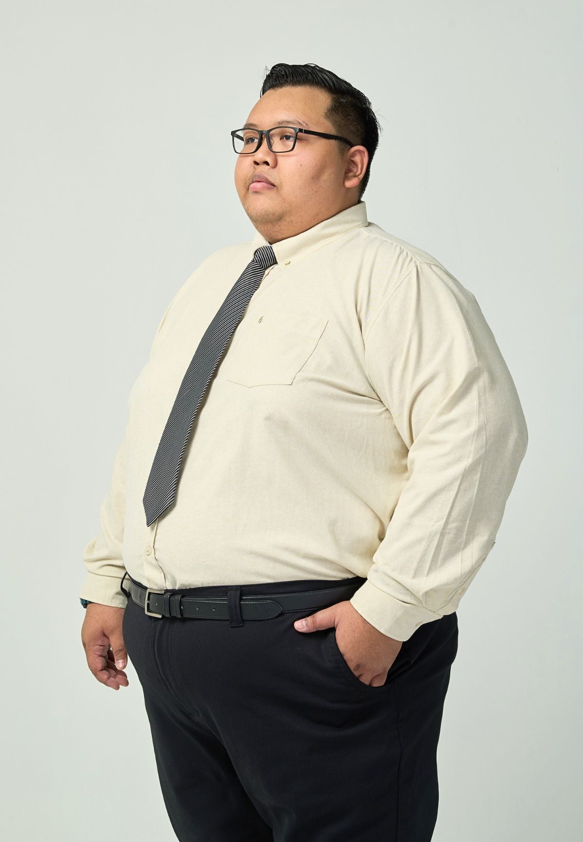 Kemeja Lelaki Plus Size | Baju Lelaki Plus Size | Plus Size Shirt | Baju Plus Size | Big Size Shirt #color_Beige