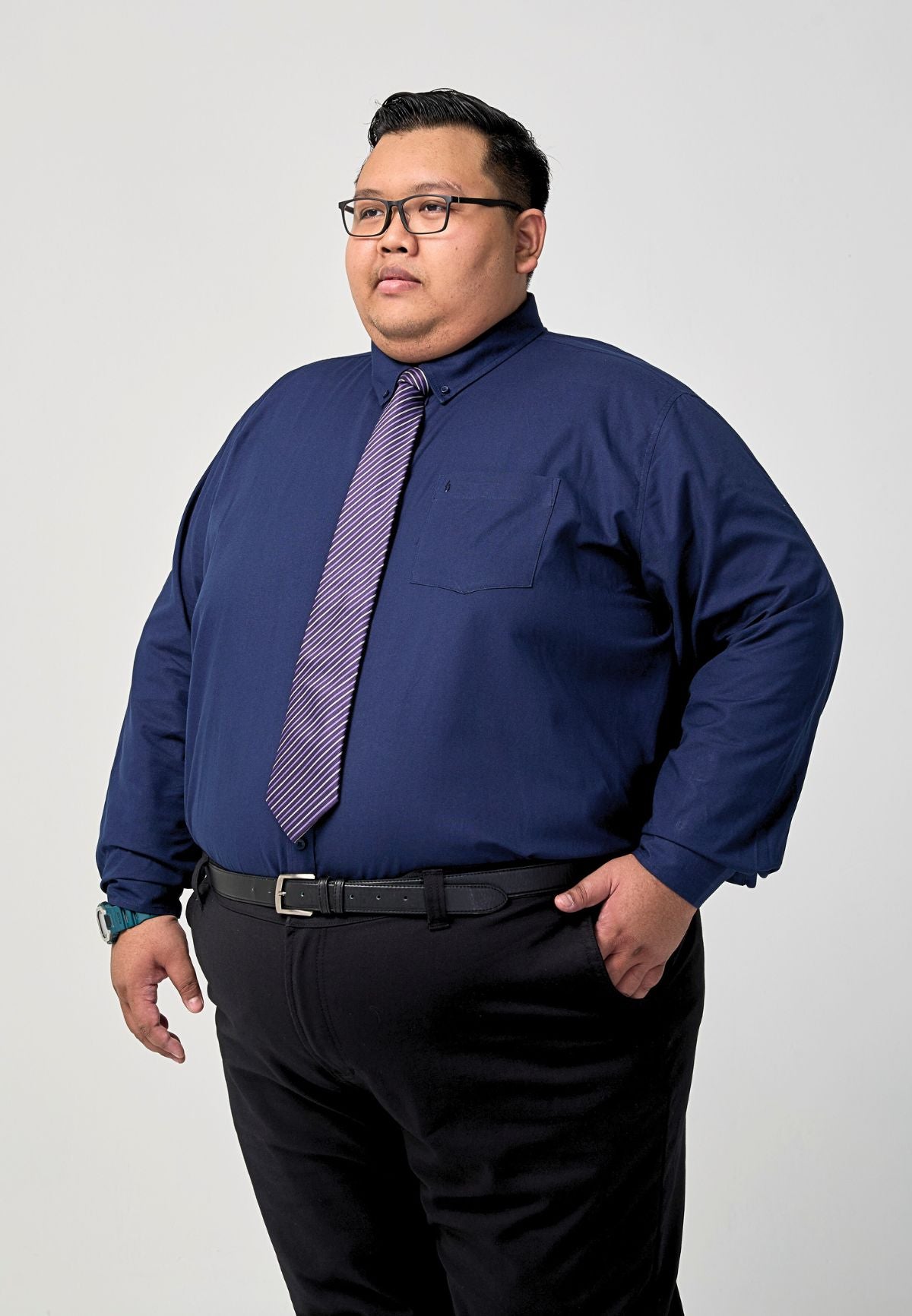 Kemeja Lelaki Plus Size | Baju Lelaki Plus Size | Plus Size Shirt | Baju Plus Size | Big Size Shirt #color_Navy Blue