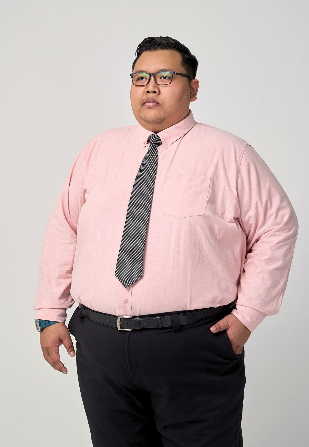 Kemeja Lelaki Plus Size | Baju Lelaki Plus Size | Plus Size Shirt | Baju Plus Size | Big Size Shirt #color_Salmon Pink