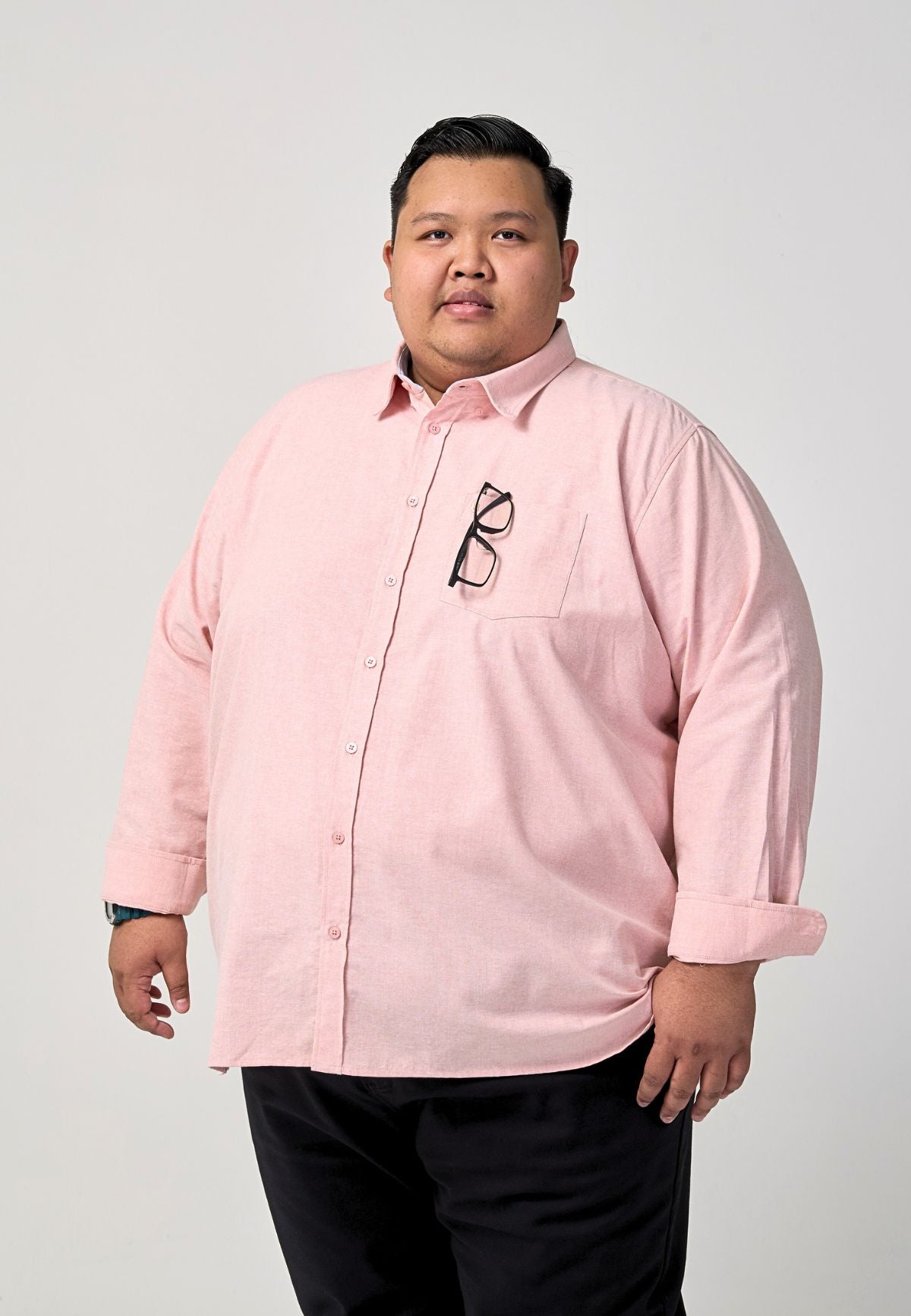 Kemeja Lelaki Plus Size | Baju Lelaki Plus Size | Plus Size Shirt | Baju Plus Size | Big Size Shirt #color_Salmon Pink