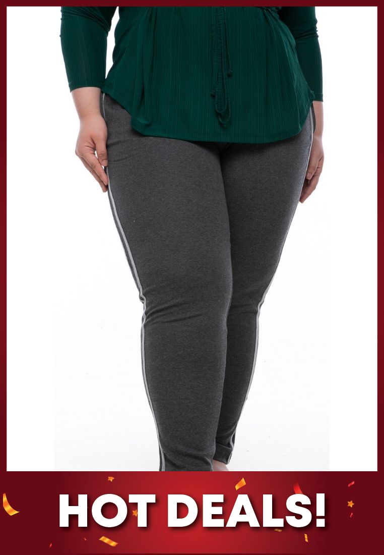 seluar wanita saiz besar plus size women pants stretchable jogger pants in dark grey 