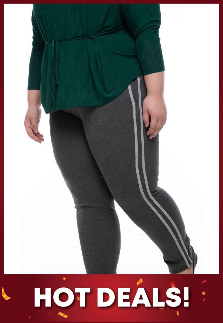 seluar wanita saiz besar plus size women pants stretchable jogger pants in dark grey 