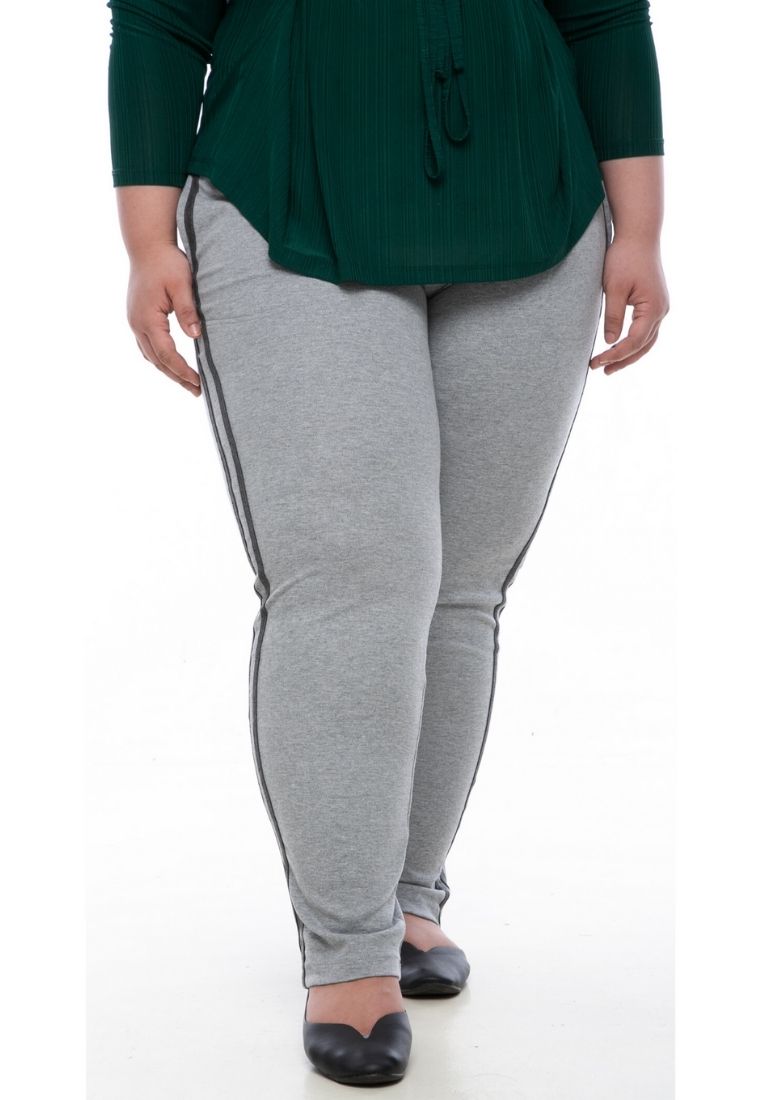 seluar wanita saiz besar plus size women pants stretchable jogger pants in light grey 