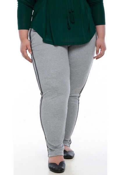 seluar wanita saiz besar plus size women pants stretchable jogger pants in light grey 